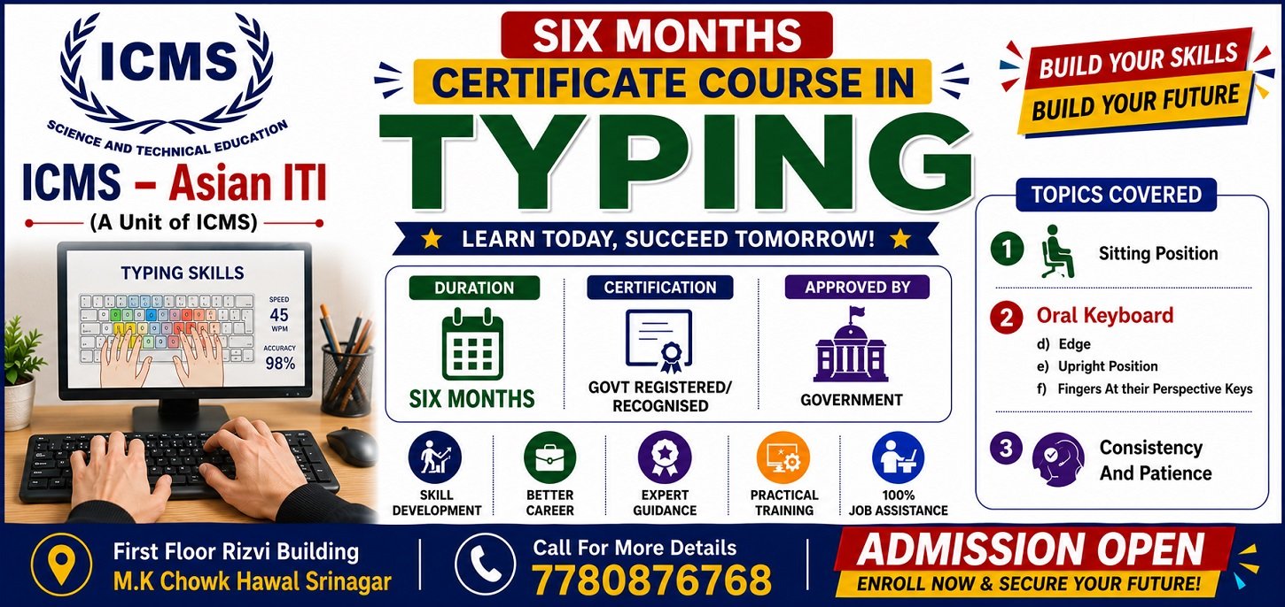 Six Months Certificate Course In Typing
